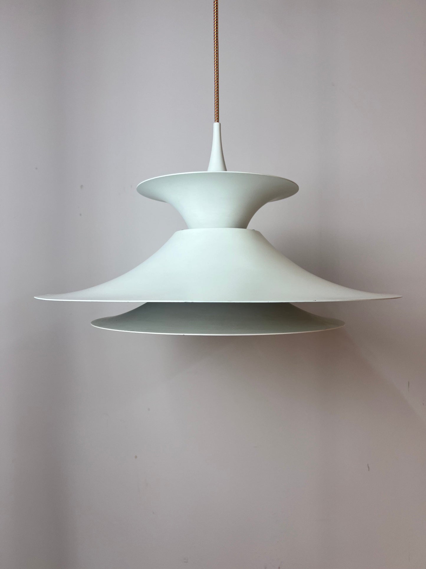 Vintage slatted lamp 'Radius' white by Erik Blaslev for Fog &amp; Mørup