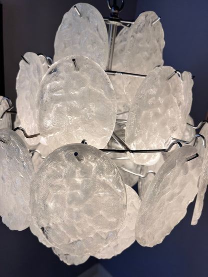Vintage Kronleuchter weiß silber mit Acrylglasplatten von Gino Vistosi inspiriert