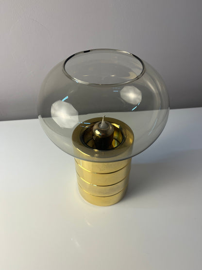 Vintage Kerzenständer von FÖHL für FÖHL Federmechanik Rauchglas Messing