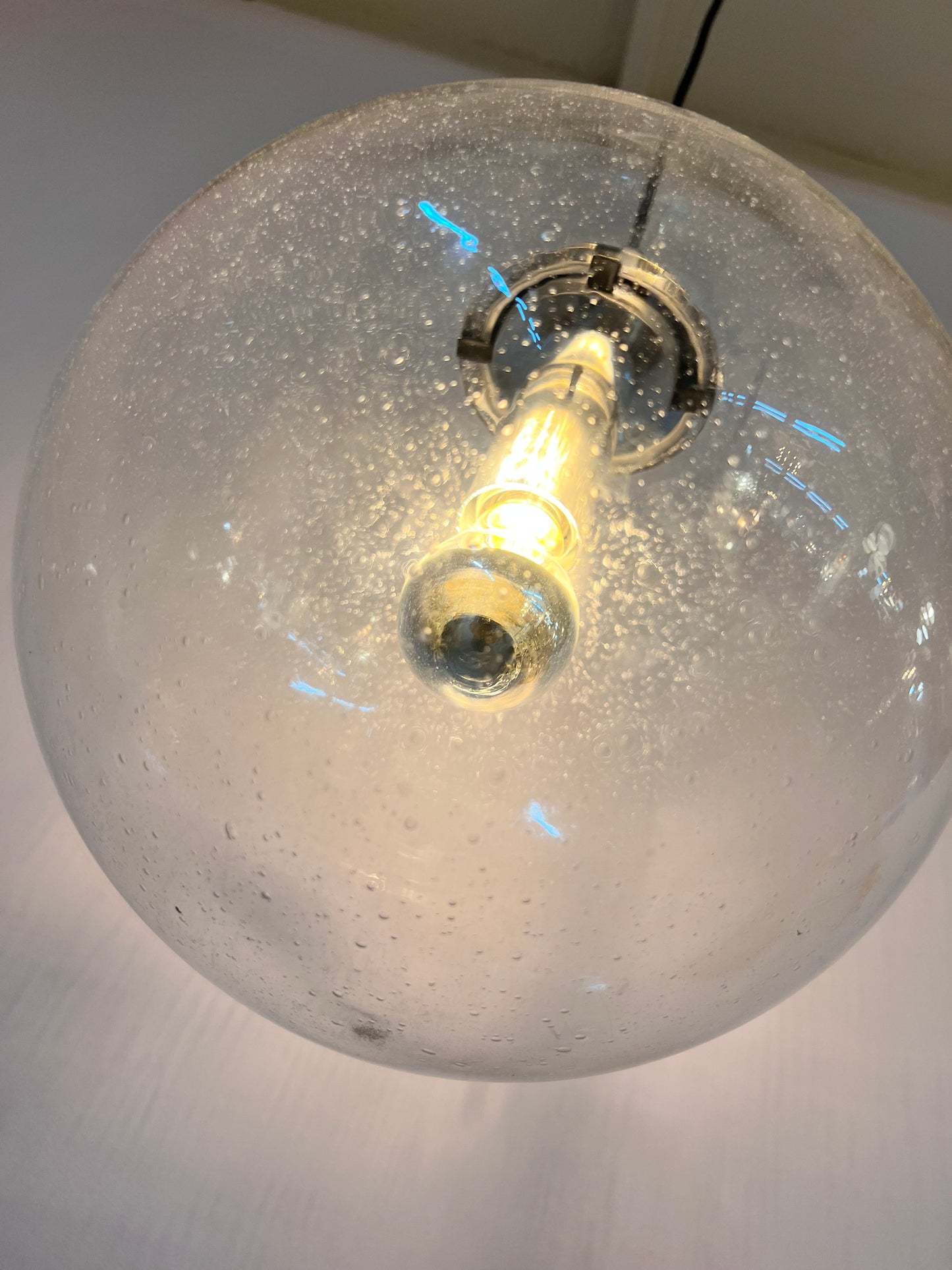 Vintage Kugellampe aus Bubbleglas und Chrom von Glashütte Limburg