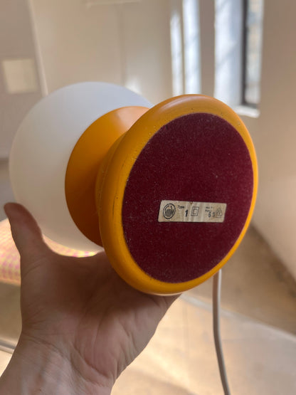 Vintage Tischlampe gelb Opalglas von Temde