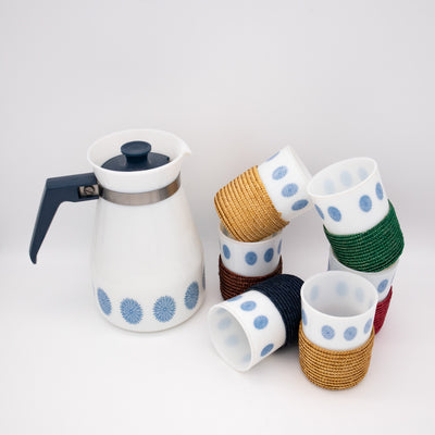 Vintage coffee service by Schott Mainz white, raffia