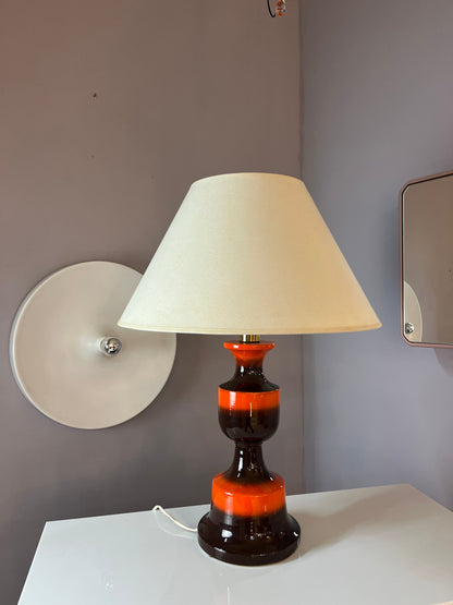 Vintage Tischlampe orange braun Keramik Westdeutschland