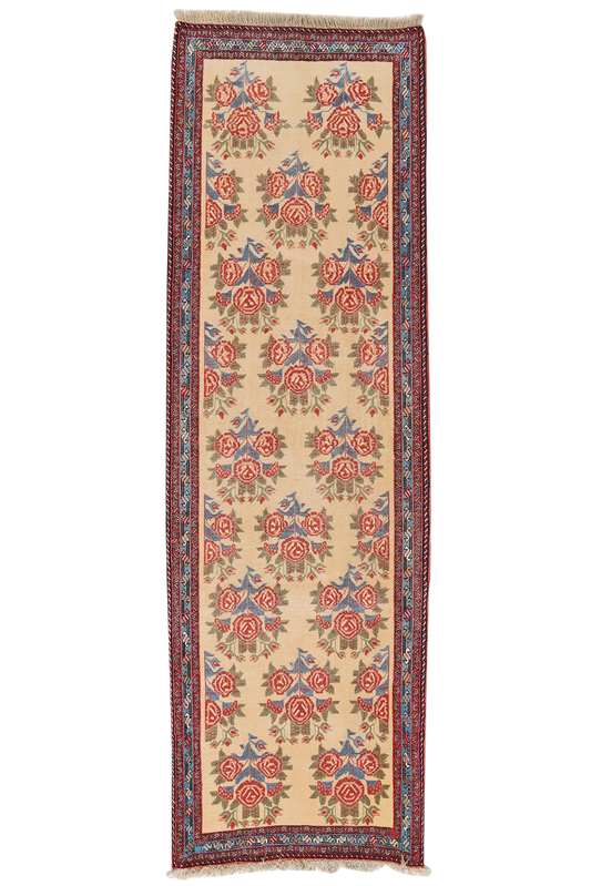 Vintage carpet Afshar 274x87cm colorful natural motifs