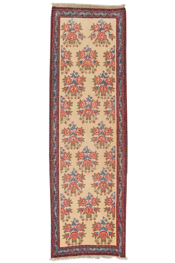 Vintage carpet Afshar 274x87cm colorful natural motifs