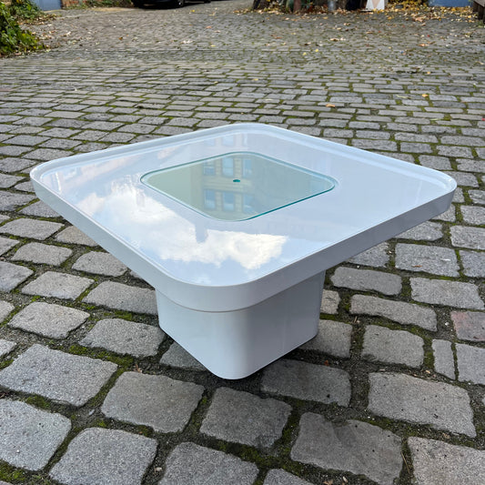 Couchtisch weiß Kunststoff Glas von Peter Ghyczy