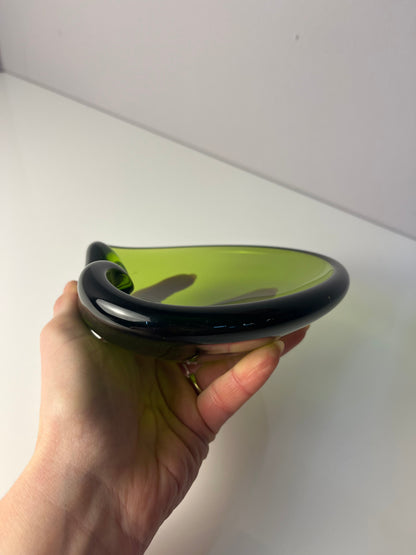 Vintage Aschenbecher grün Glas von Holmegaard