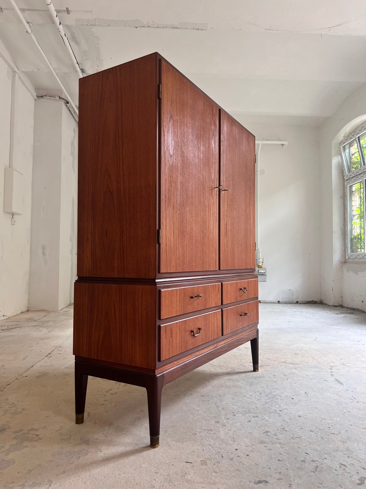 Vintage Aktenschrank Teak mit Schloss aus Dänemark, 50er Jahre
