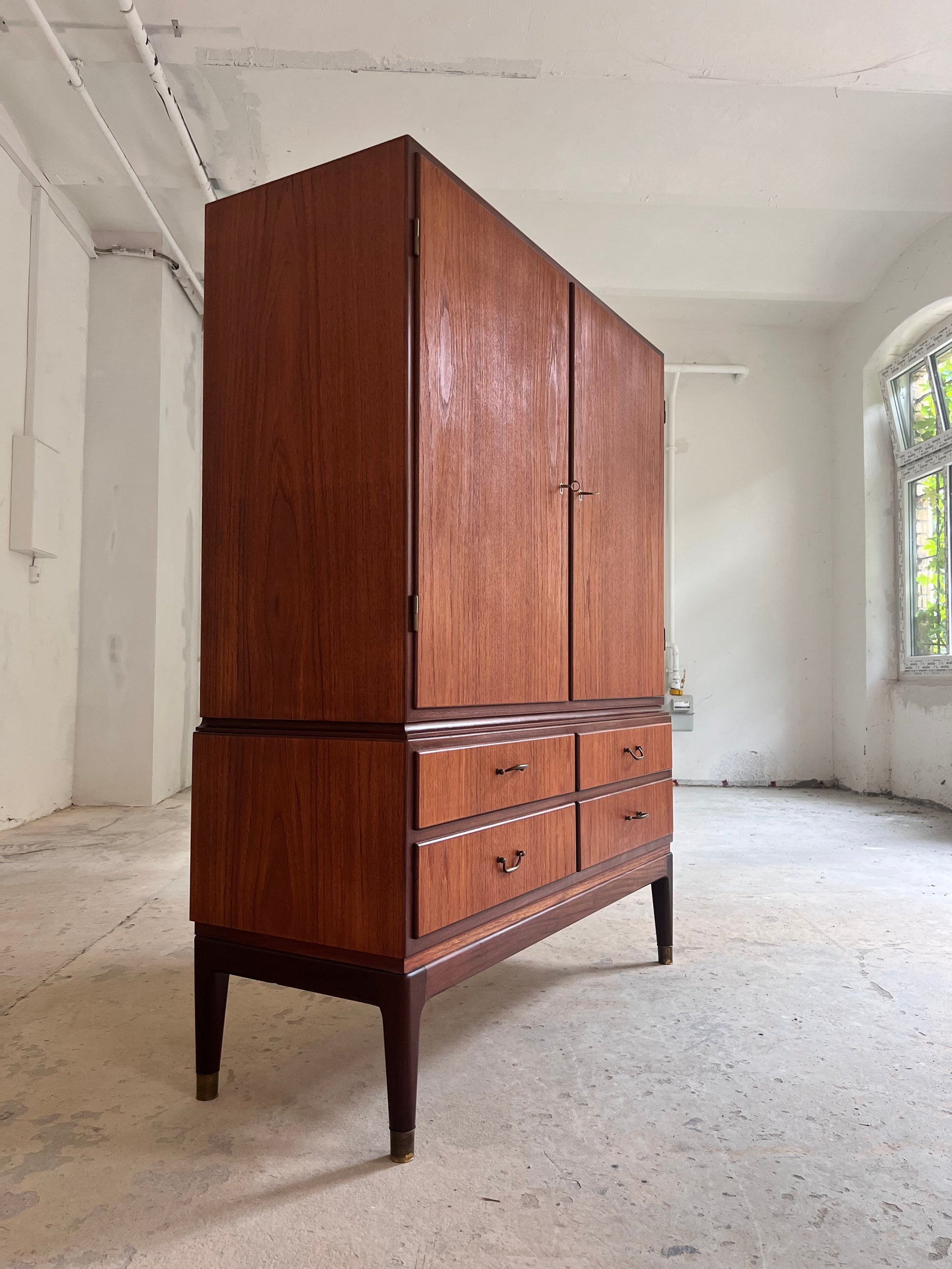 Vintage Aktenschrank Teak mit Schloss aus Dänemark, 50er Jahre