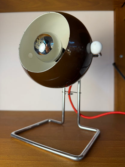Vintage Kugel-Tischlampe aus Dänemark, Metall in Braun und Silber