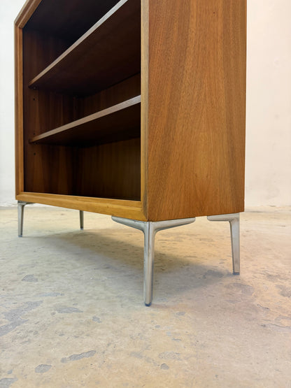 Vintage Bücherregal Nussbaum mit Chromfüßen von WK Möbel