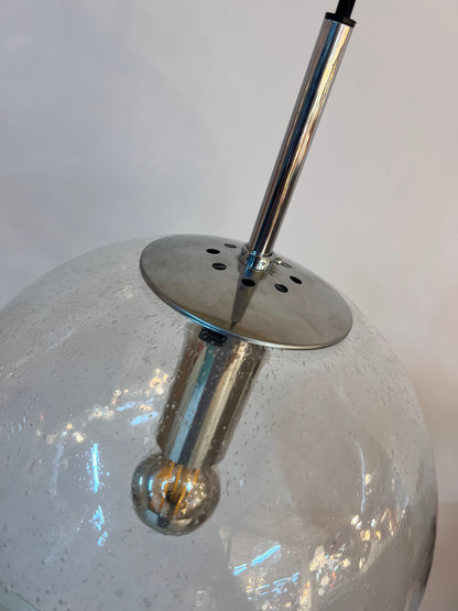 Vintage Kugellampe aus Bubbleglas und Chrom von Glashütte Limburg