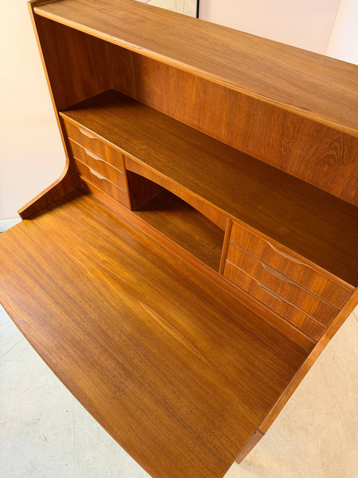 Sekretär mit Spiegel und ausziehbarer Platte aus Teak, Dänemark