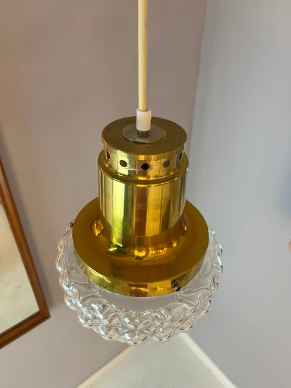 Suspension vintage en verre bullé par Helena Tynell pour Glashütte Limburg