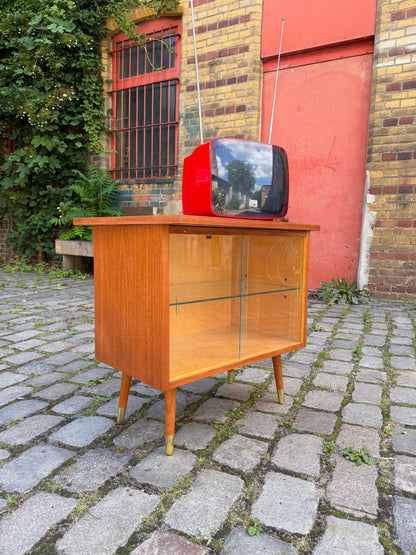 Vintage Fernsehvitrine Sapelli-Mahagoni mit Drehplatte, 60er Jahre