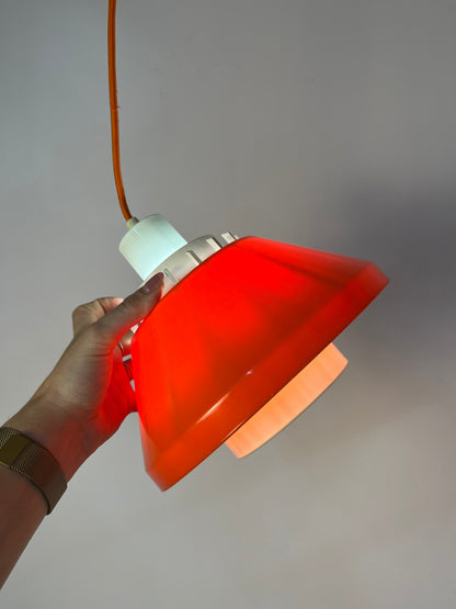 Vintage Hängelampe Modell 854 orange von Lyskær Belysning