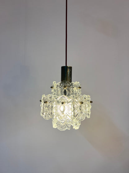 Vintage Hängelampe Kristallglas von Kinkeldey