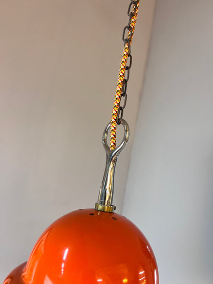 Vintage Hängelampe orange weiß von Tronconi