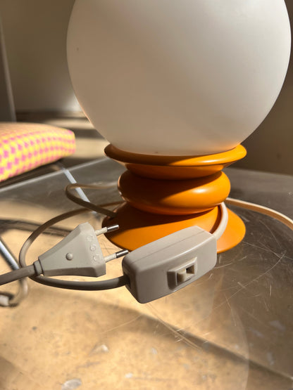 Vintage Tischlampe gelb Opalglas von Temde