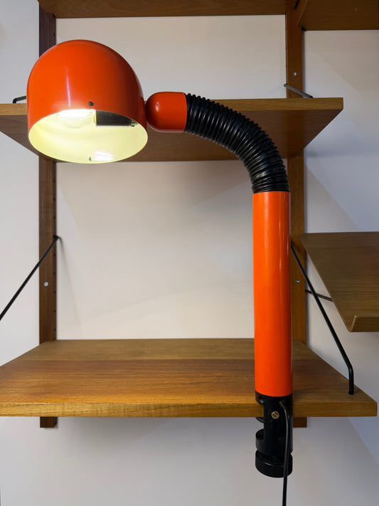 Klemmlampe Space Age Design aus Dänemark, orange-schwarz