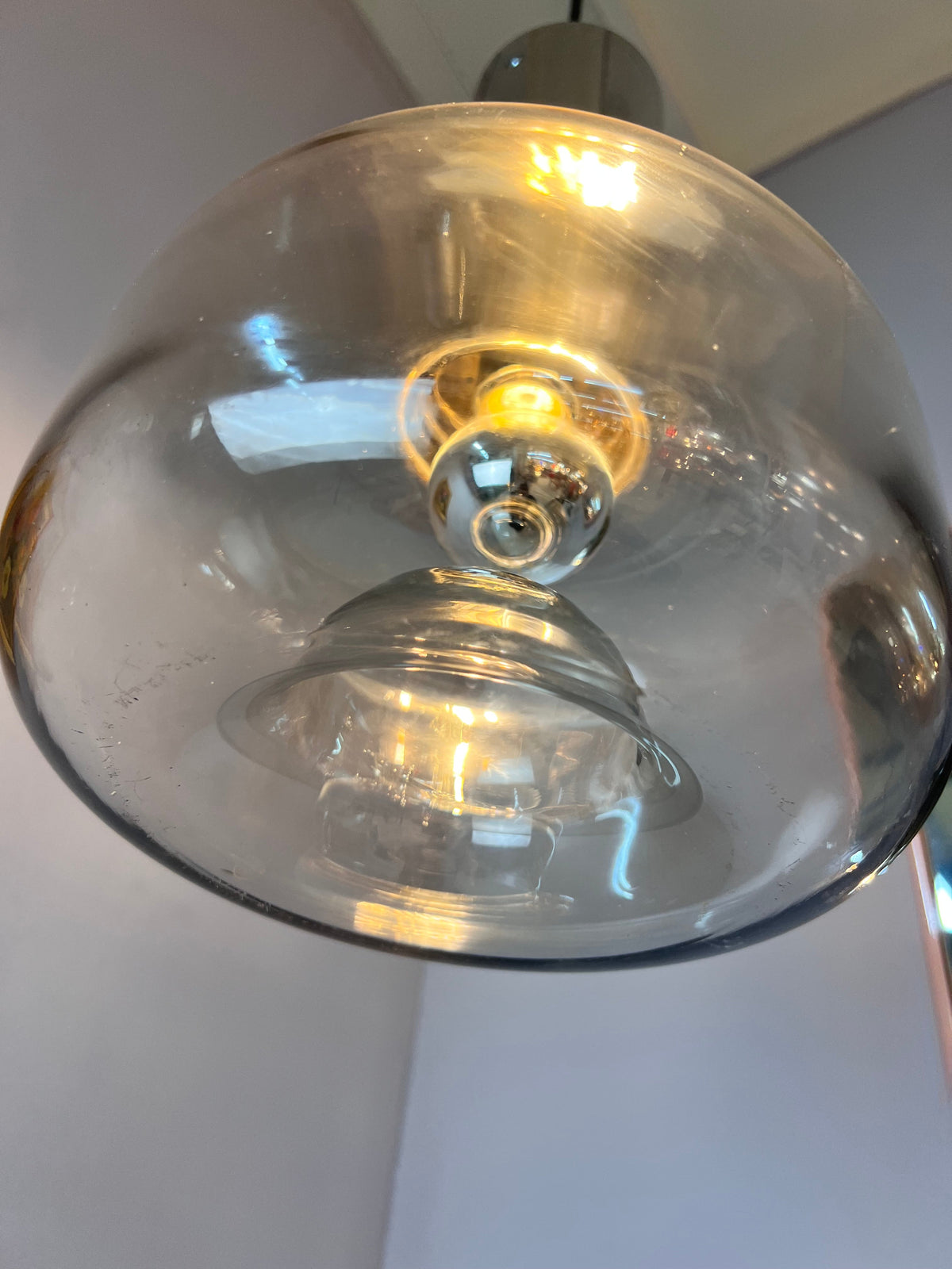 Hänge- oder Deckenlampe Glas Chrom von Glashütte Limburg