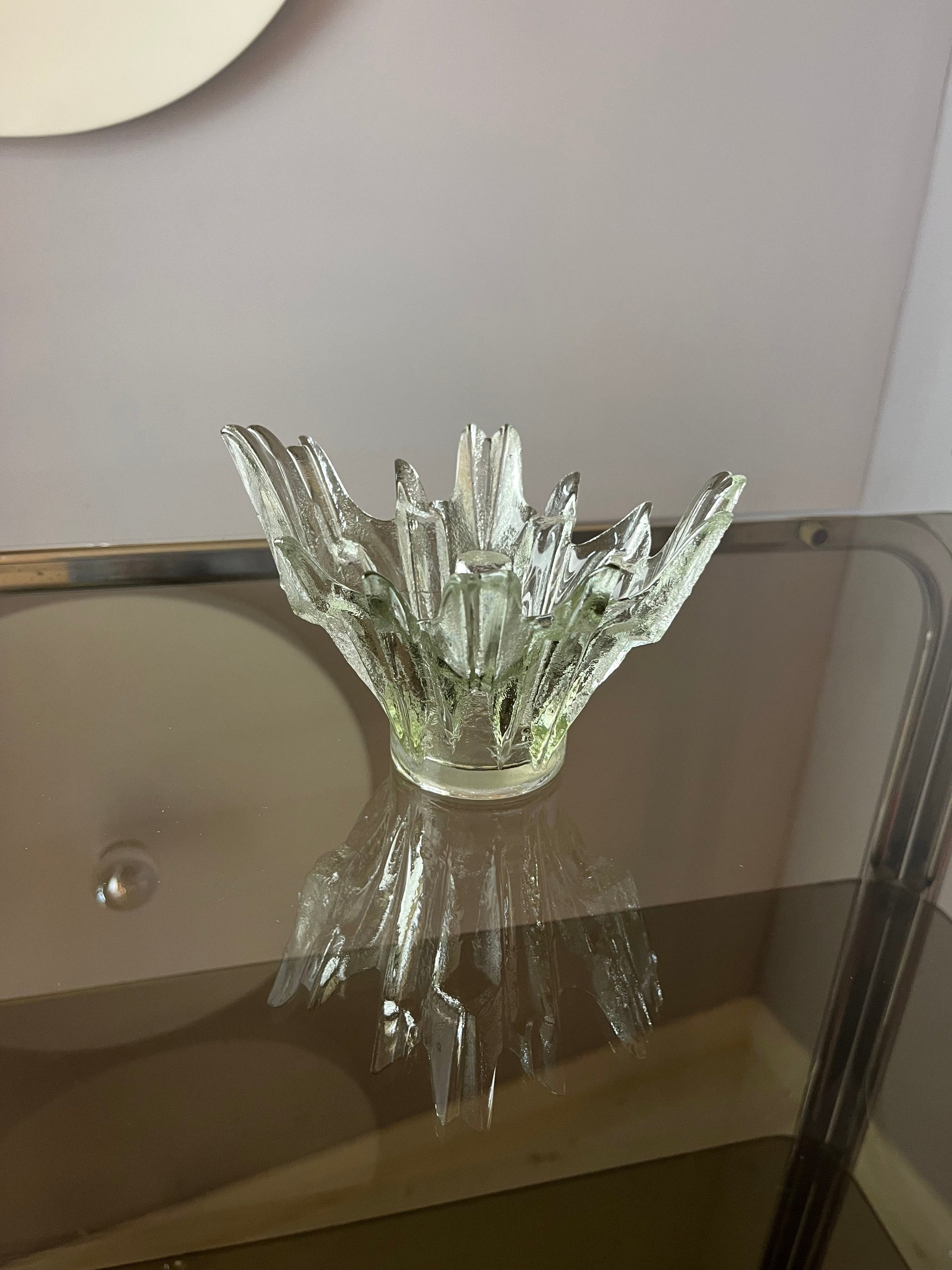 Vintage Kerzenhalter Revontulet Glas von Tauno Wirkkala für Humppila