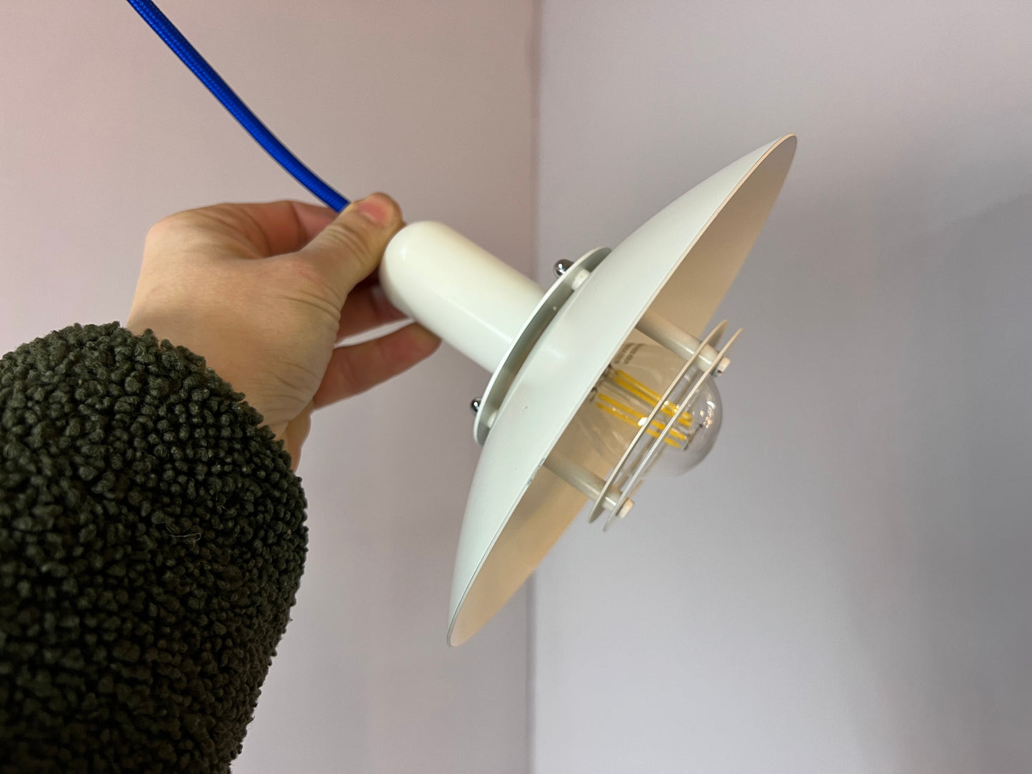 Vintage Lamellenlampe weiß Dänemark