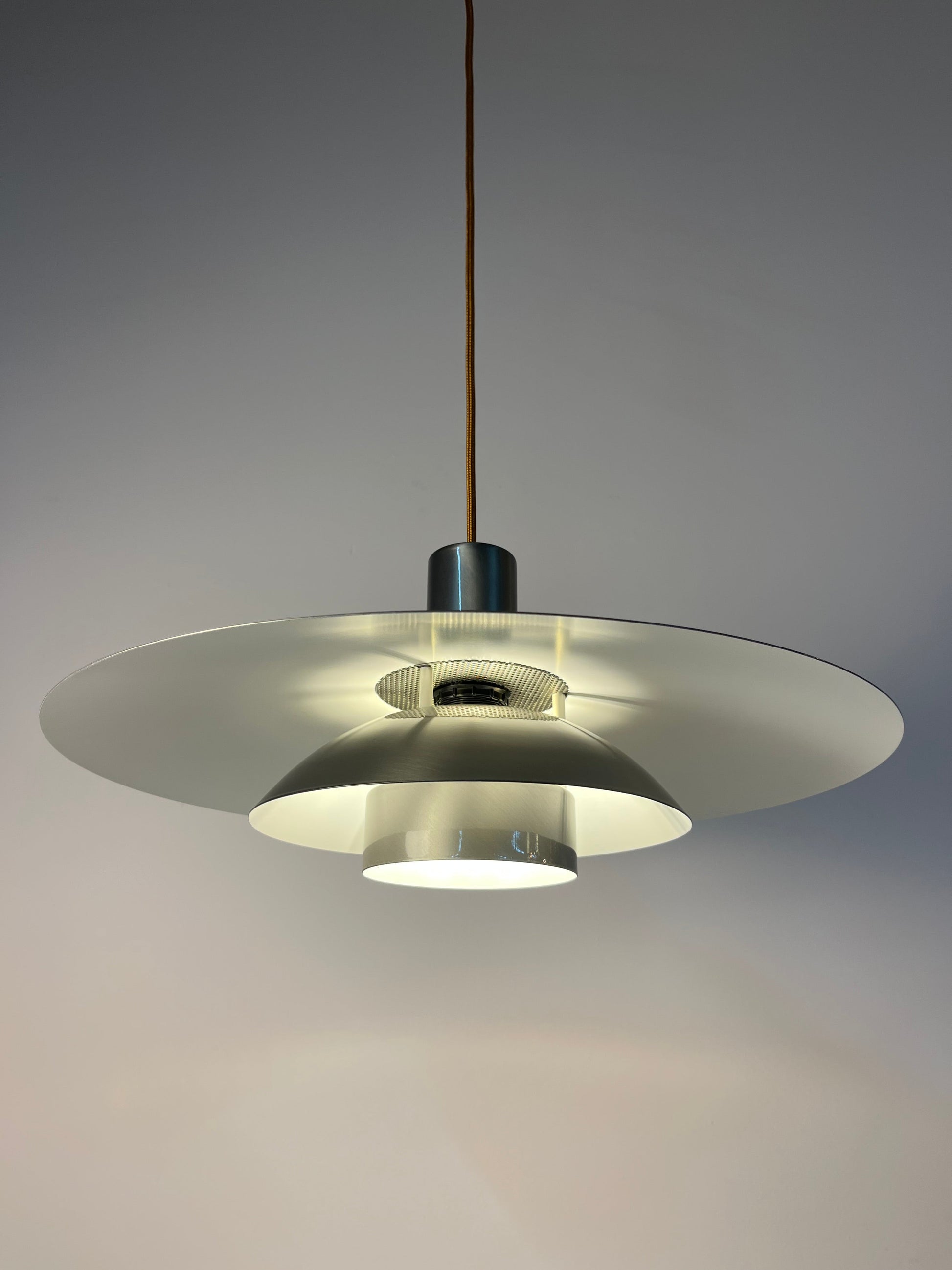 Vintage Hängelampe "Leto" von Top Lamper, silber-kupfer