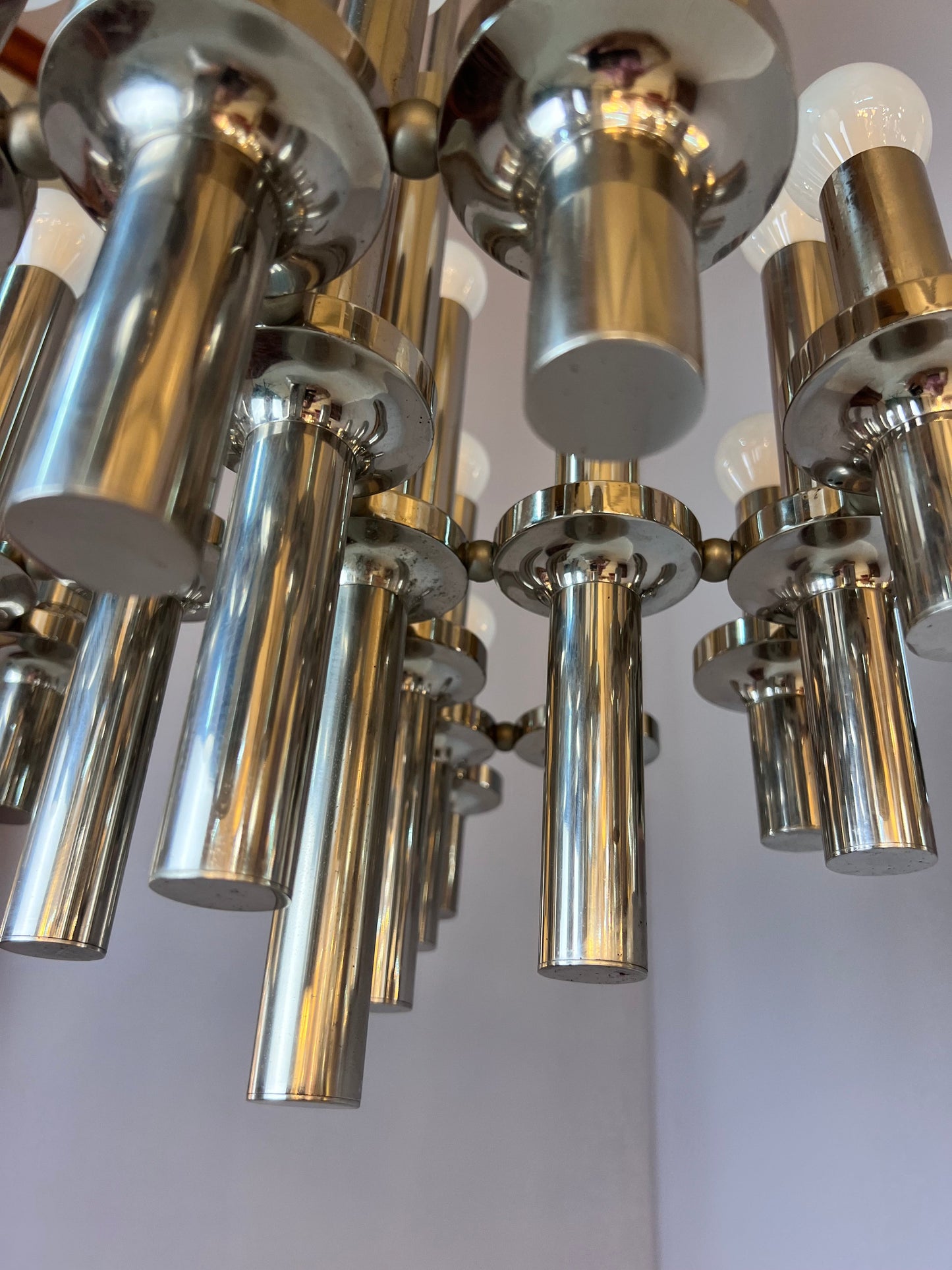 Lustre chromé vintage de Gaetano Sciolari pour STAFF