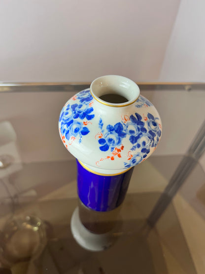 Vintage Vase blau weiß Porzellan von Unterweissbach