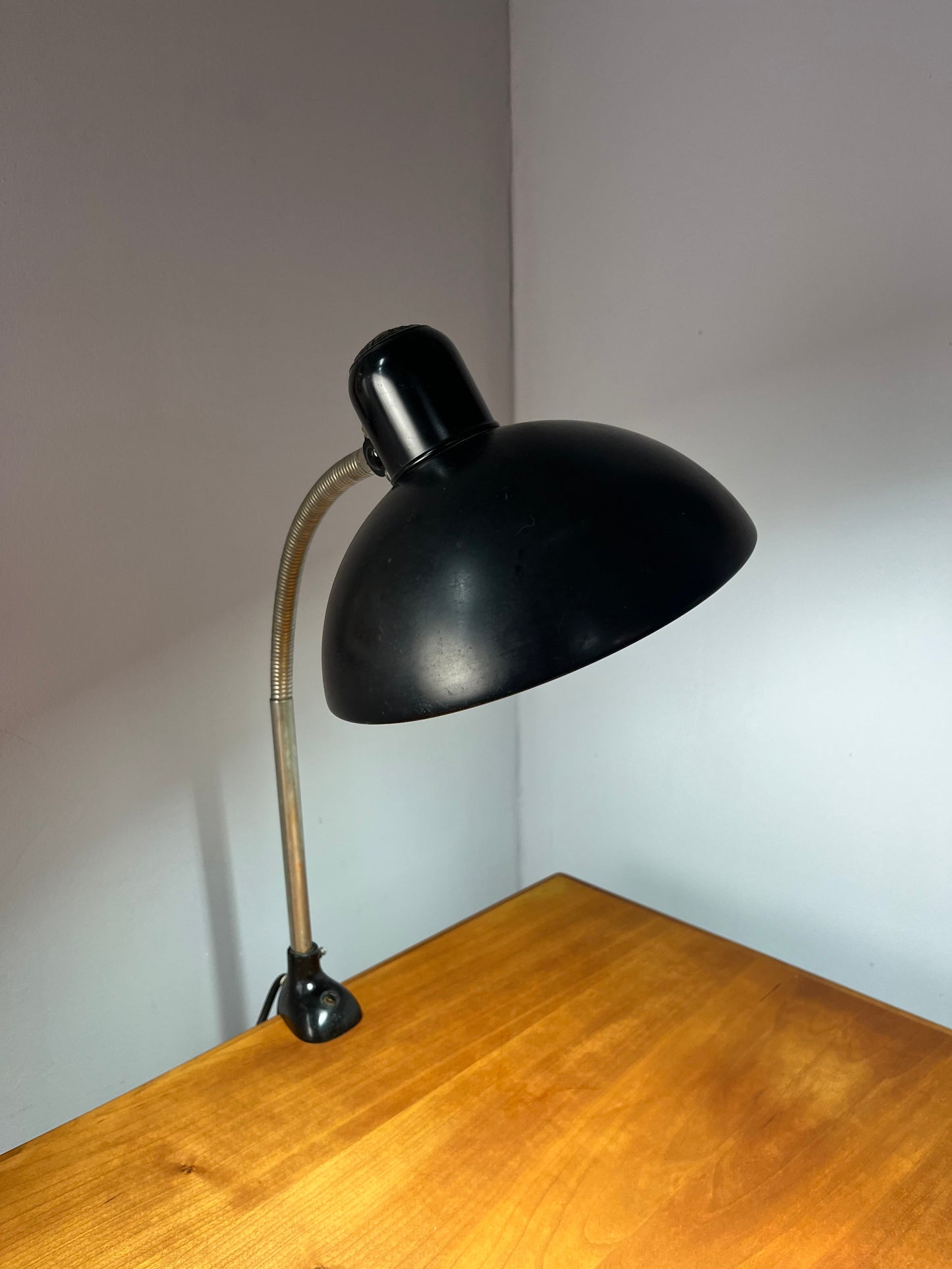 Vintage Klemmlampe schwarz von Christian Dell für Kaiser Idell
