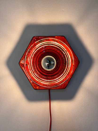 Vintage Wandlampe aus roter Keramik von Hustadt Leuchten