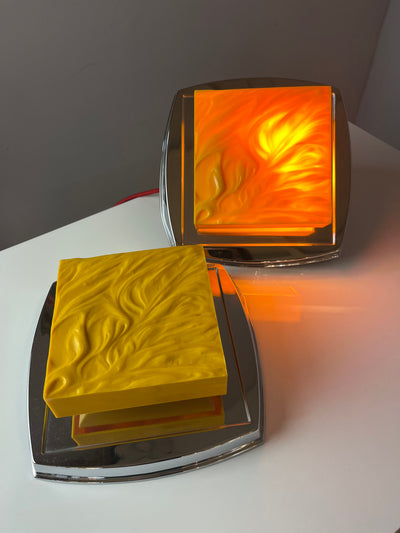 Yellow chrome wall lamp by Uwe Mersch