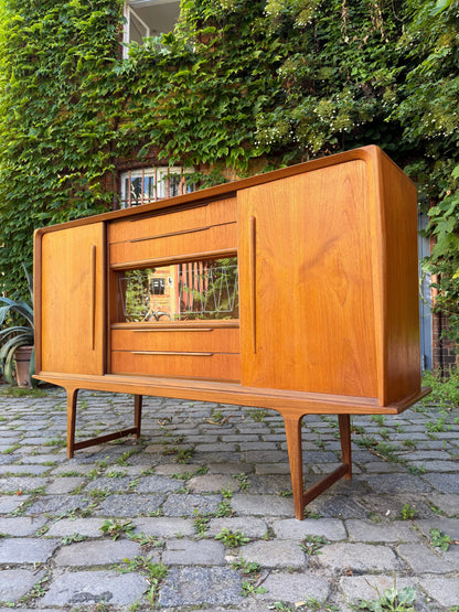 Vintage Highboard Teak mit Vitrine und Minibar aus Dänemark