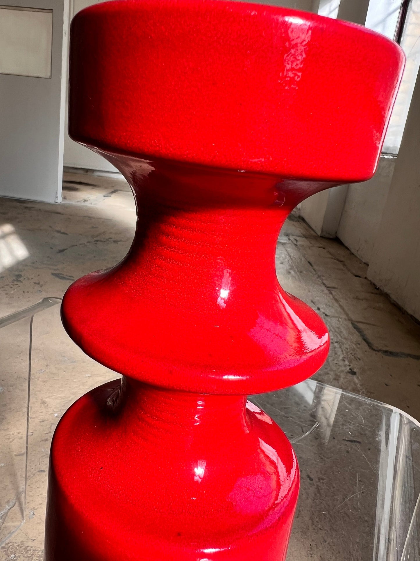 Vintage Kerzenständer Keramik von Cari Zalloni für Steuler rot