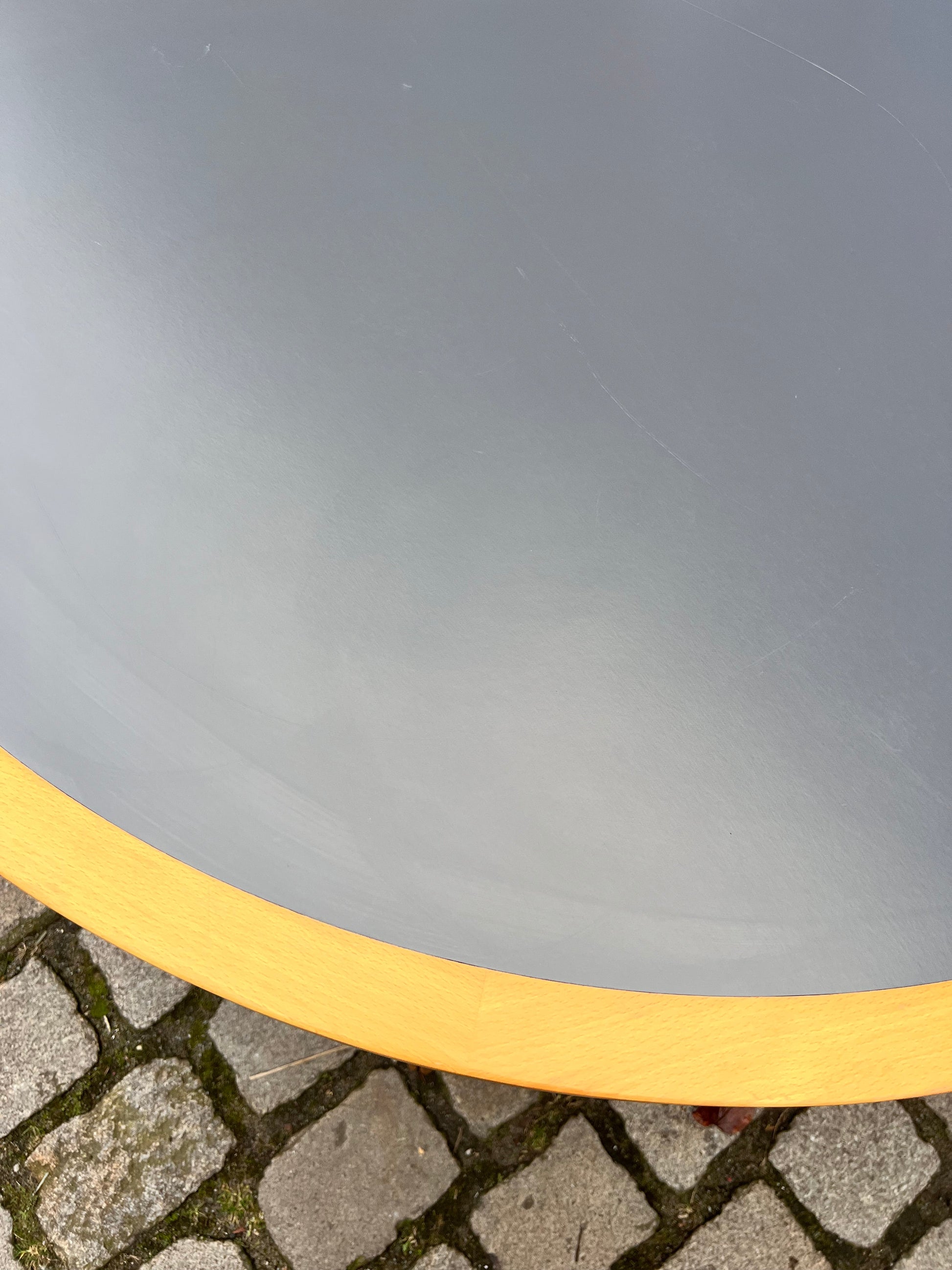 Vintage Esstisch halbrund grau von Rud Thygesen und Johnny Sørensen für Farstrup