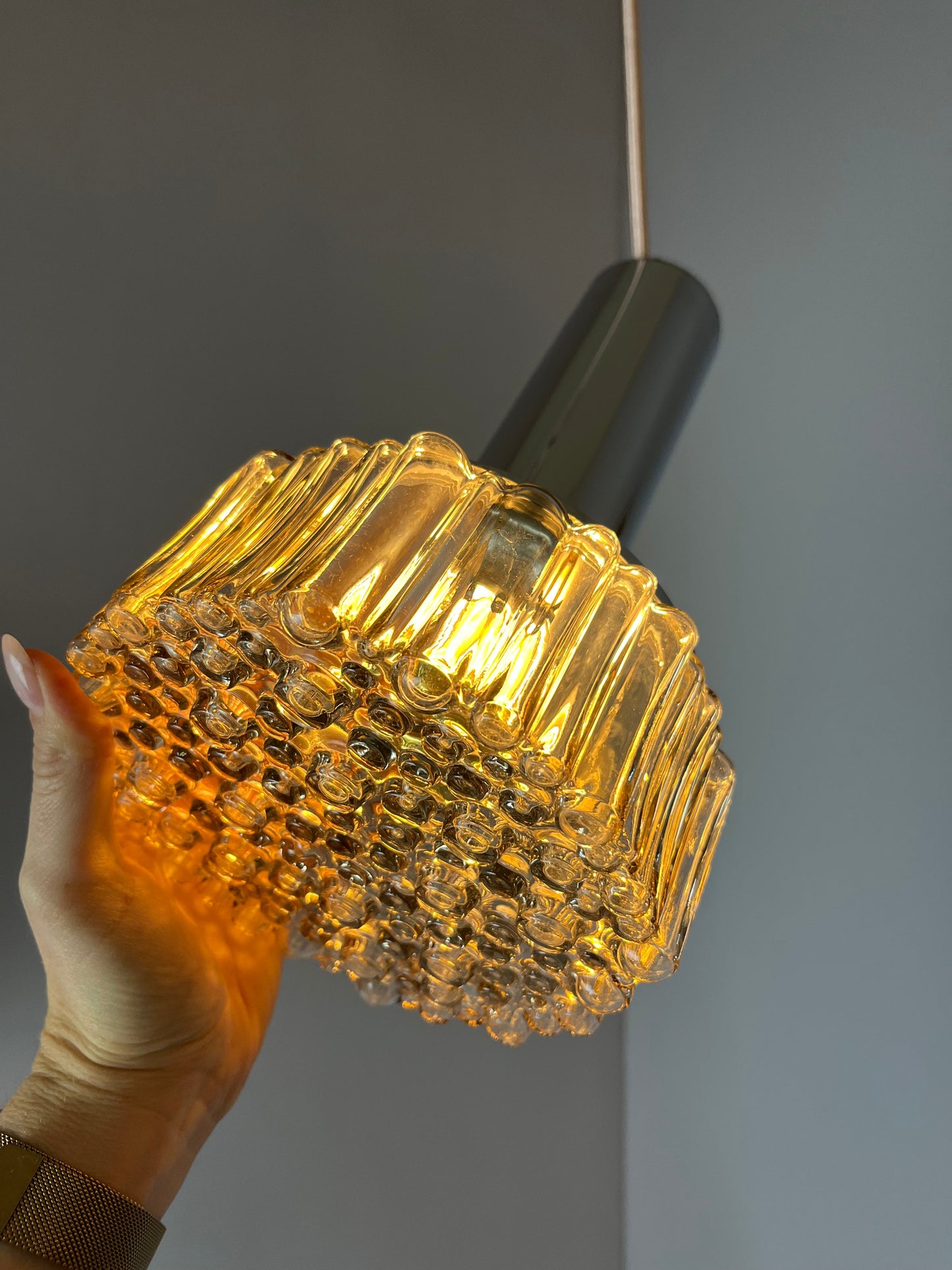 Pendelleuchte Modell P105 Rauchglas Chrom von STAFF