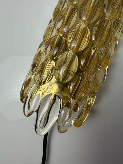 Vintage Wandlampe Glas Messing von Carl Fagerlund für Orrefors