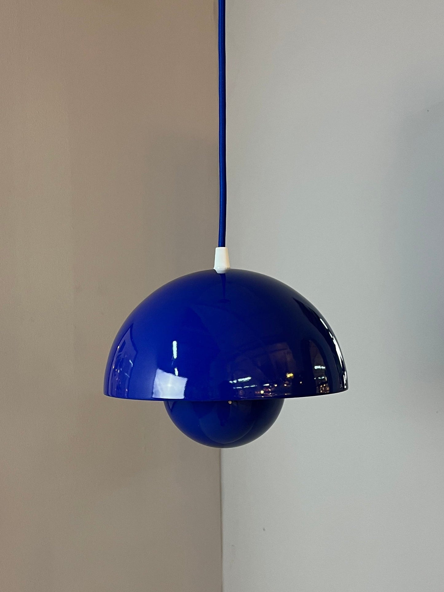 Vintage Hängelampe Flowerpot blau von Verner Panton für Louis Poulsen