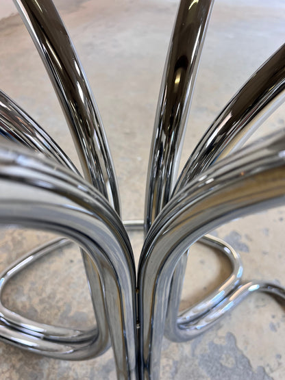 Vintage Esstisch von Gastone Rinaldi für Rima, Rauchglas und Chrom