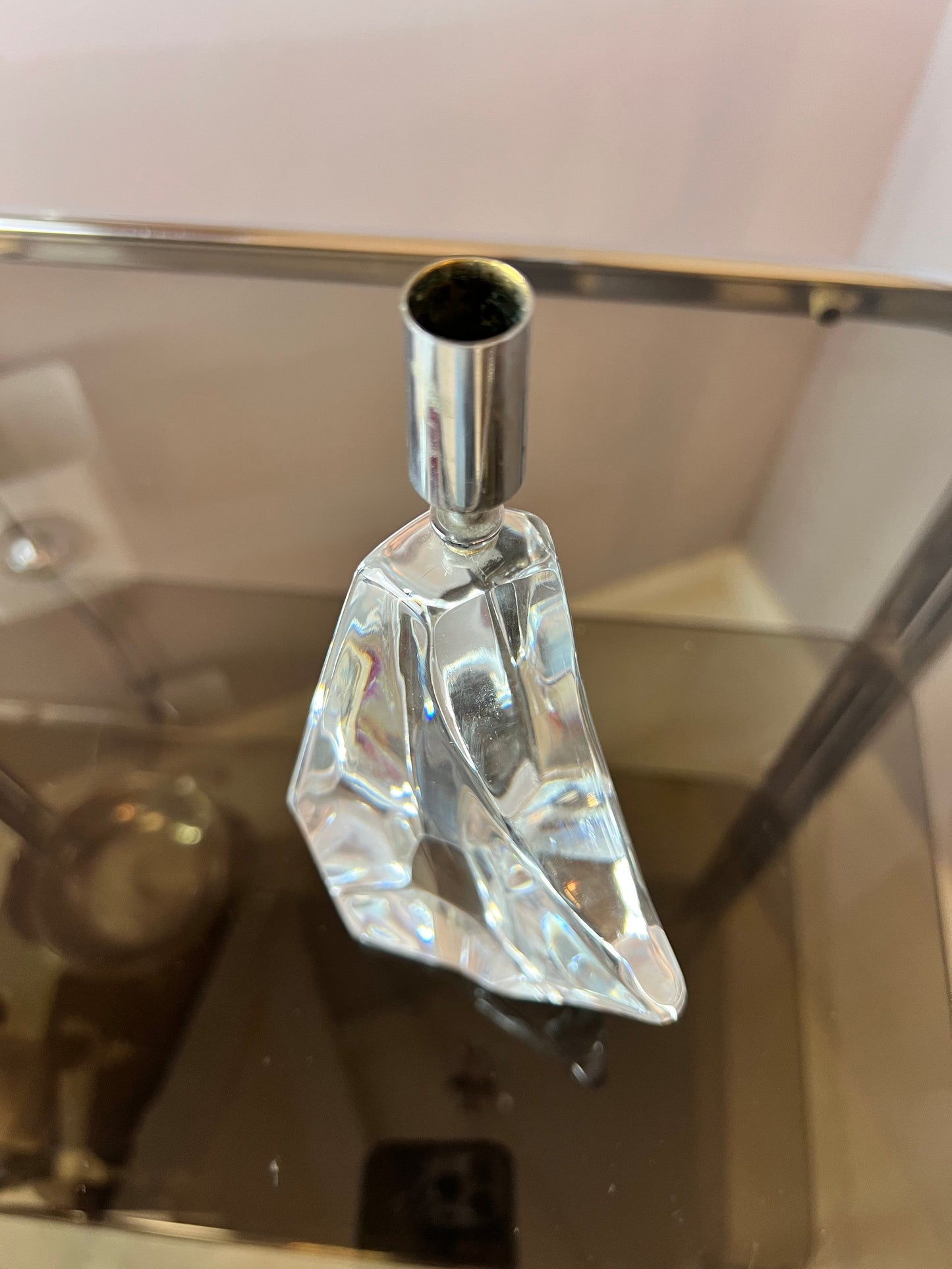 Vintage Kerzenständer Iceberg Glas von Daum Nancy