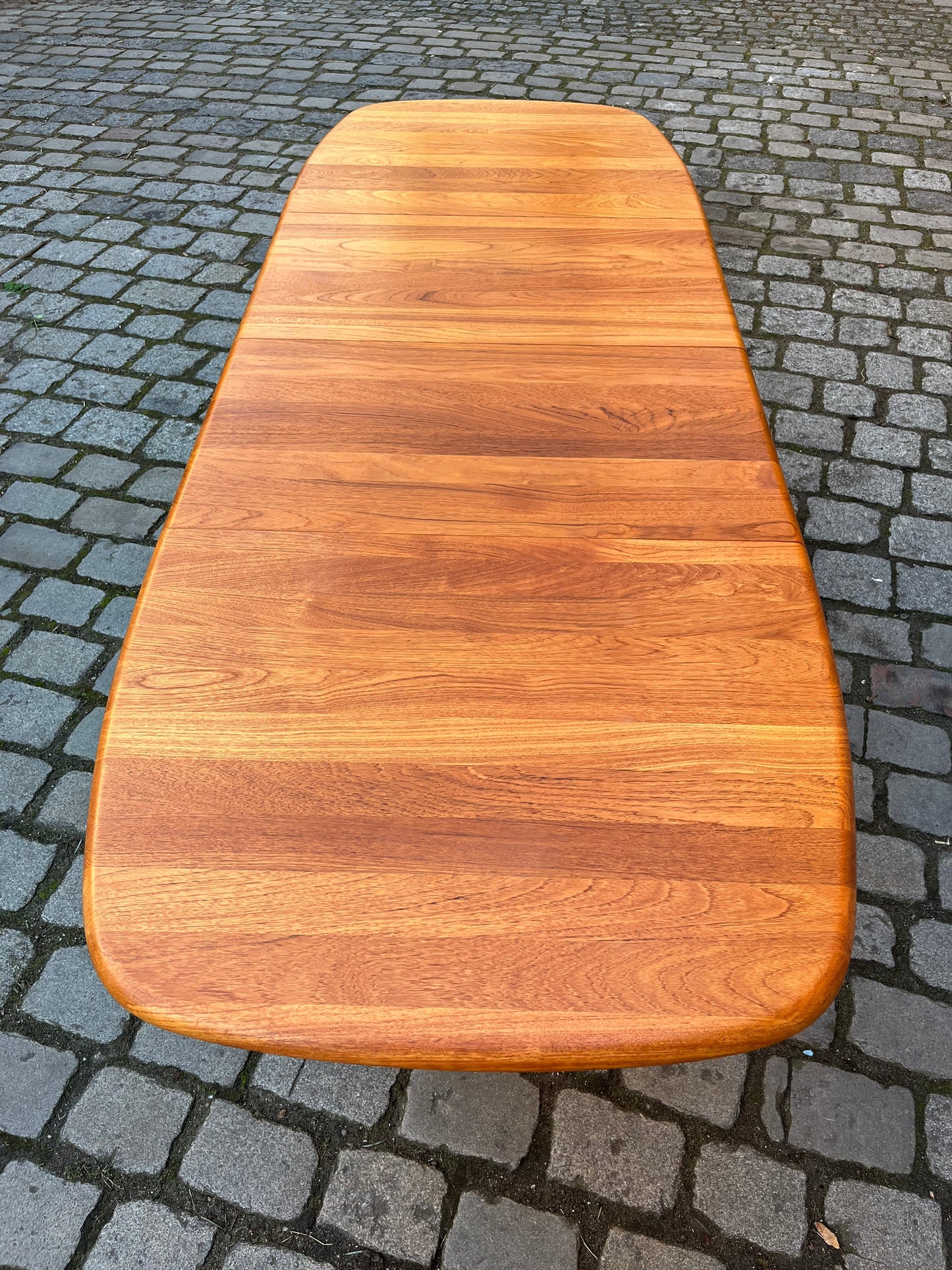 Vintage Esstisch ausziehbar Teak mit integriertem Plattenfach