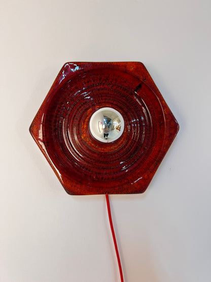 Vintage Wandlampe von Hustadt Leuchten aus roter Keramik
