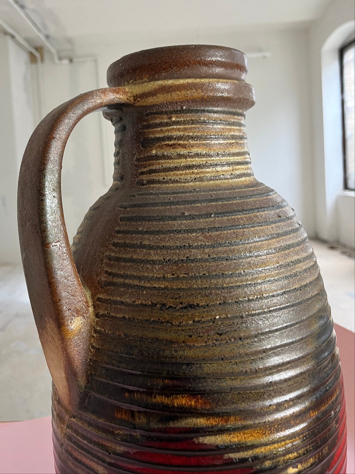 Vintage floor vase 417-42 red brown by Scheurich West Germany