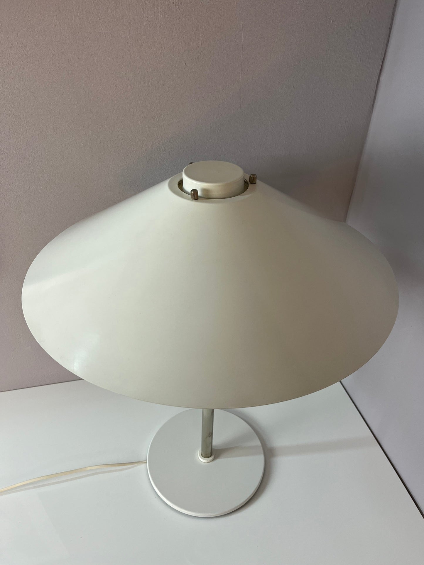 Vintage Tischlampe Trapez von Christian Hvidt für Nordisk Solar weiß orange