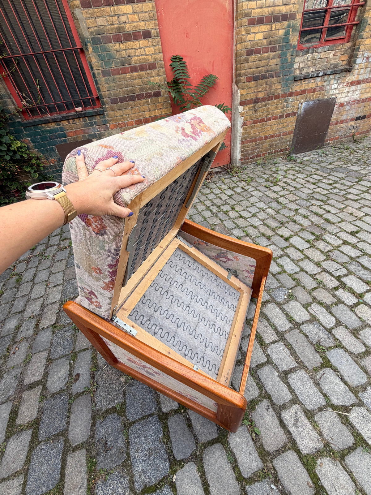 Vintage Schlafsessel Teak und Textilstoff, Dänemark