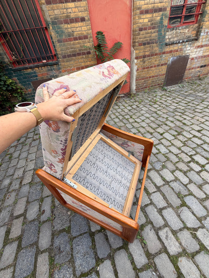 Vintage Schlafsessel Teak und Textilstoff, Dänemark