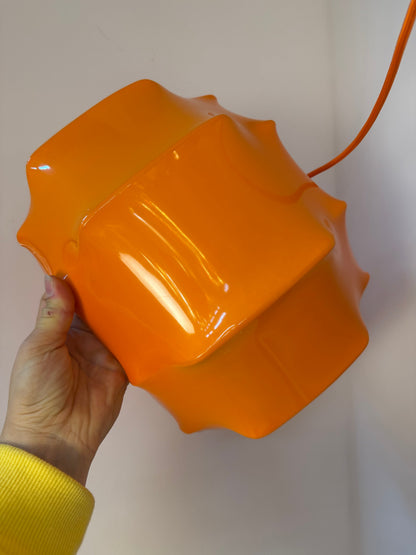 Vintage Hängelampe Orange von Ilka Plast, Space Age