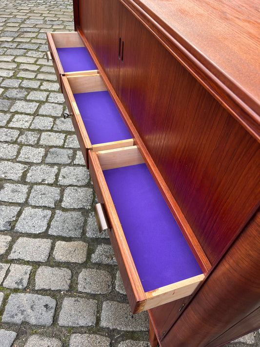 Vintage Highboard Teak mit Jalousietüren aus Dänemark