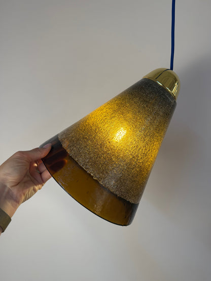 Vintage Hängelampe braun aus Glas von Peill und Putzler
